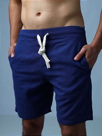 Short Linho Comfort Azul Marinho