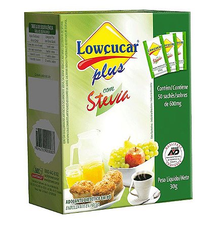 Adoçante Stevia Plus 50 envelopes - Lowçucar