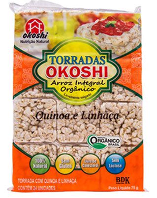 Torradas de Arroz Quinoa e Linhaça 75g - Okoshi