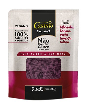 Macarrão Gourmet Fusilli com Beterraba, Banana Verde e Caiena 300g - Casarão