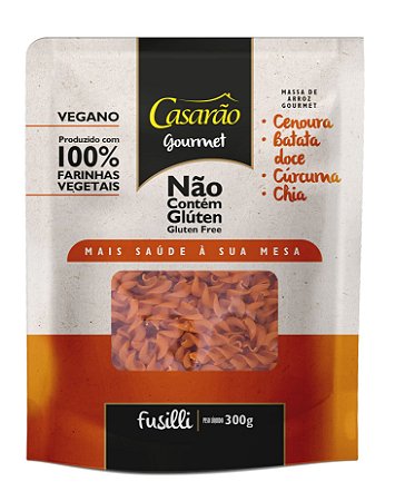 Macarrão Gourmet Fusilli com Cenoura, Batata Doce, Cúrcuma e Chia 300g - Casarão