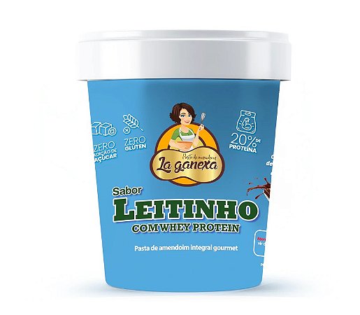 Pasta de Amendoim Integral Gourmet Leitinho com Whey Protein 450g - La Ganexa