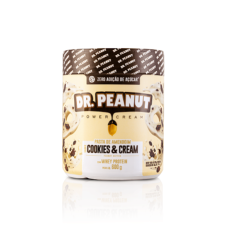 Pasta de Amendoim sabor Cookies & Cream com Whey Protein 600g - Dr. Peanut