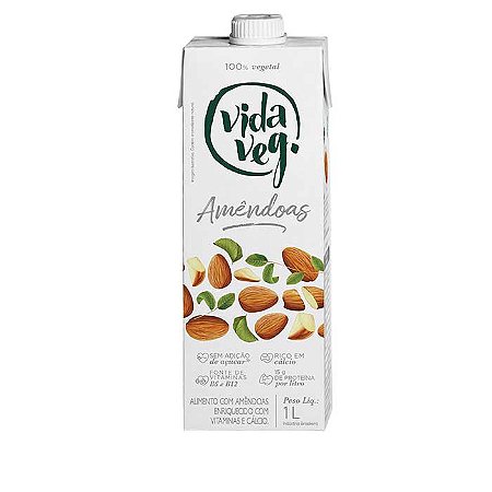 Leite Vegetal Amêndoas UHT 1 Litro - Vida Veg!