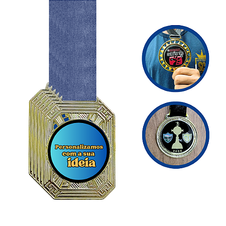 Medalha de Metal Personalizadas e Resinadas Com fita REF: MVM8060