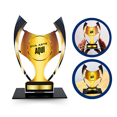 Mini Troféu em Acrílico Personalizado com Adesivo Vinílico