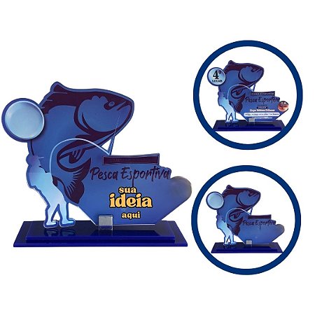 Troféu Pesca Personalizado Em UV Acrílico e MDF