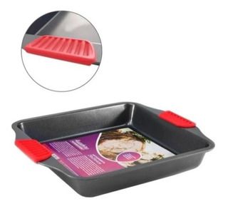 Assadeira Grande Retangular Forma C/ Pegador Silicone Antiaderente Bolo