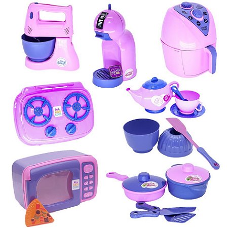 Menina Cozinha Infantil Eletro Jogo Panela Microondas 18pç - Click Compras  Na Internet®