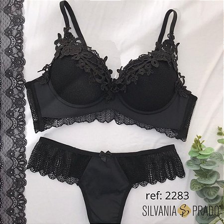 Conjunto Rendado com Aplique no Bojo -Silvania Prado-