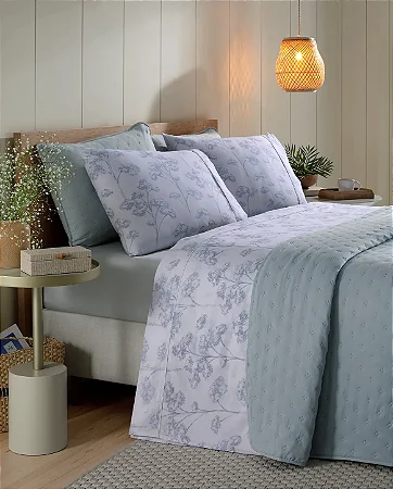 Jogo de Cama Dohler Jade 180 fios 100% algodão estampado Caetano 4 pcs