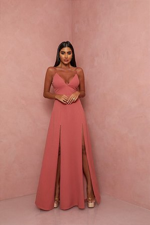 Lipsy London mulher vestido longo nude