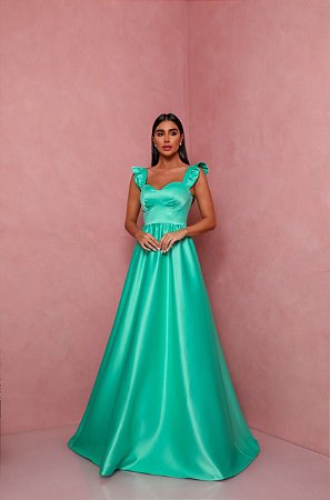 Vestido Longo Princess Verde Esmeralda
