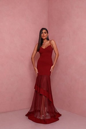 Vestido Longo Canne Marsala