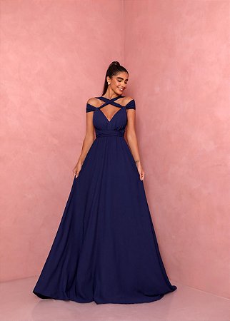 Vestido Longo Mary Azul Marinho