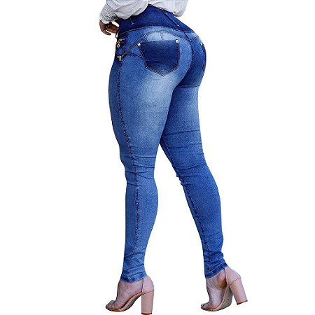 Promoção Calça Jeans Feminina Cintura Alta Botões Hot Pants - Melhores  produtos com preços imbatíveis
