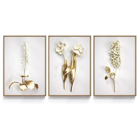Quadro Decorativo Floral Branco