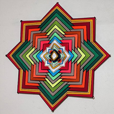 Mandala de lã cores 8 pontas 1 metro