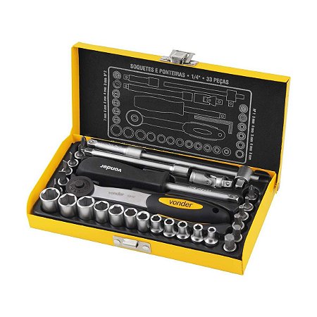 Soquete Sext Enc 1/4" Jogo 04 a 13mm 33 Peças Vonder