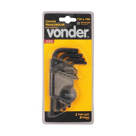 Chave Allen Jogo 1,5 a 10mm 9 Peças Curta Vonder