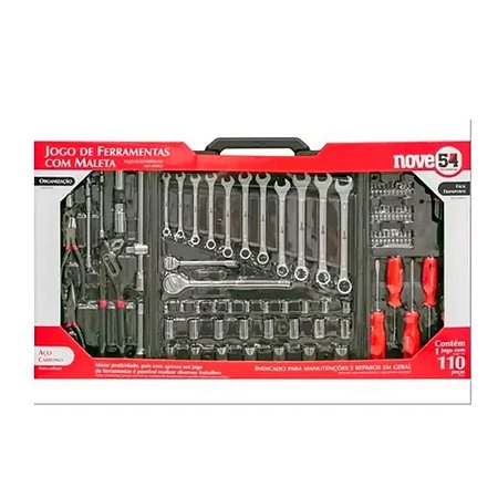 Jogo Ferramentas C/ Maleta 110 Pçs Chaves Combinada Alicate