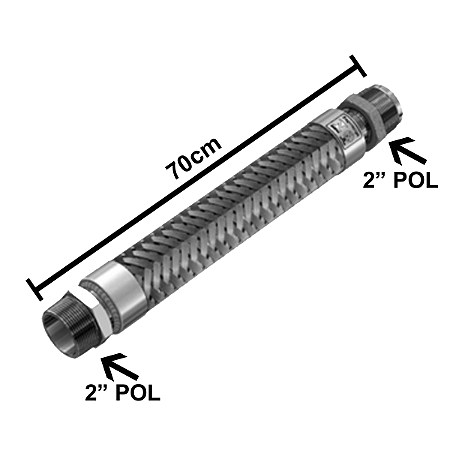 Tubo Metalico Flexivel 2"Mfx70cmx2"Mg Inox C/ Oring