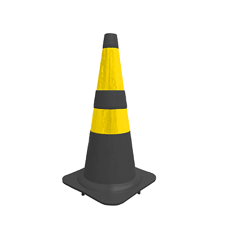 Cone Pvc Flexível 75cm Amarelo/Preto
