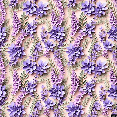Tecido Tricoline Digital 3D Floral Lilás 2
