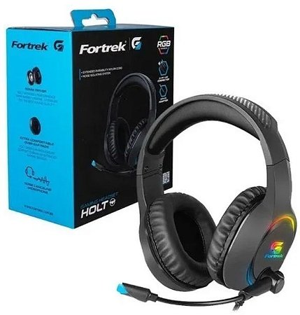 Fone de ouvido Headset Gamer RGB Rainbow Holt Preto Fortrek P2 + Adapt P3
