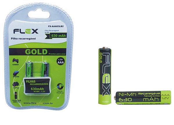 Pilha Recarregavel AAA 630mAh Flex FX-AAA63LB2 Palito