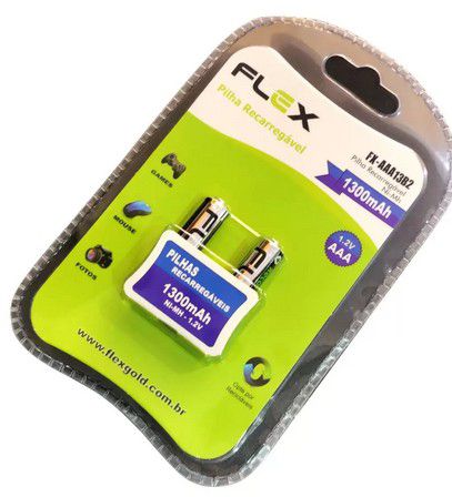 Pilha Recarregavel AAA 1300mAh Flex FX-AAA13B2 Palito