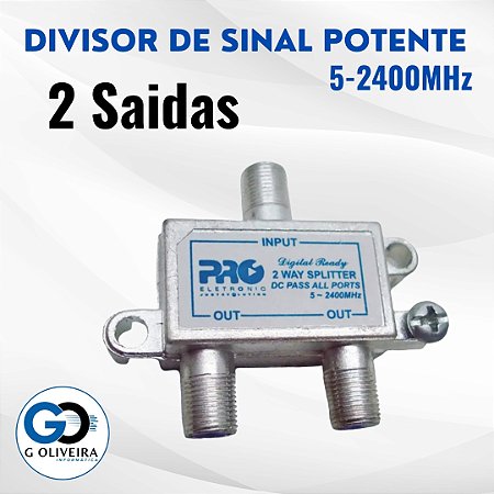 Divisor de Sinal com 2 Saidas de Alta Frequencia para Antena de TV Splitter 5-2400 MHz Proeletronic