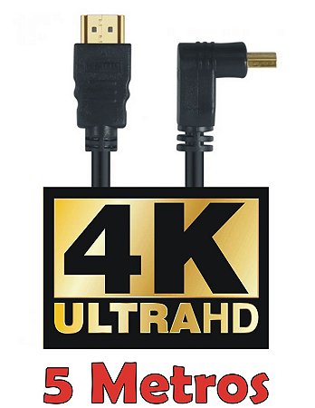 Cabo HDMI 4K Ultra HD 2.0 - 1 Conector 90° Grau VINIK 5 Metros