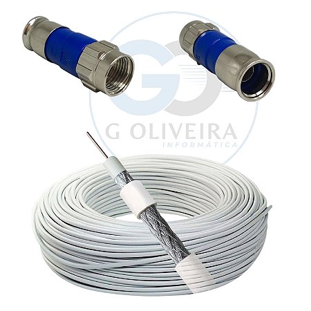 Cabo Coaxial para Antena de TV Flexivel 90% Malha com Conector RGC6 - Proeletronic