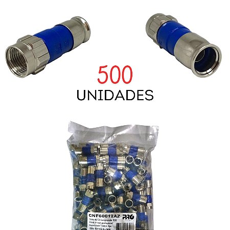 Conector Rg6 De Compressão Profissional para Cabo Coaxial 500 unidades - Proeletronic