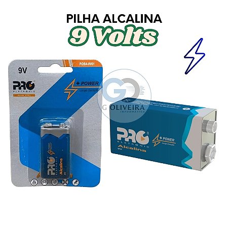 Bateria 9v Pilha Alcalina Quadrada PQA-9V01- Loga duração - Dura Mais