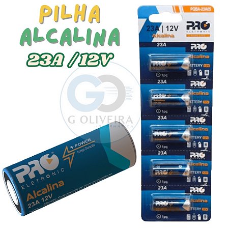 Pilhas Bateria 23A 12V Alcalina 1 Cartela C/ 5 Unidades Proeletronic