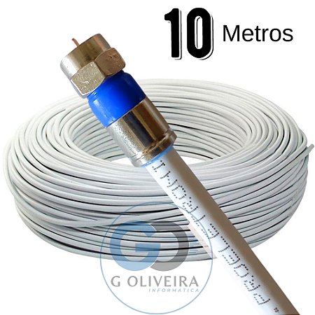 Cabo Coaxial para Antena de TV Flexivel 90% Malha 10 Metros Crimpado - Proeletronic