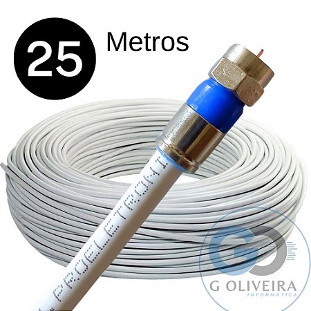 Cabo Coaxial para Antena de TV Flexivel 90% Malha 25 Metros Crimpado - Proeletronic