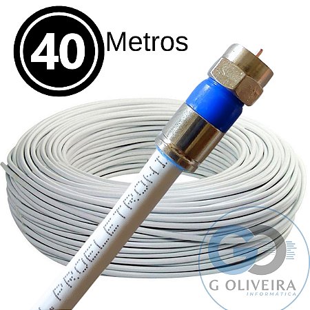 Cabo Coaxial para Antena de TV Flexivel 90% Malha 40 Metros Crimpado - Proeletronic