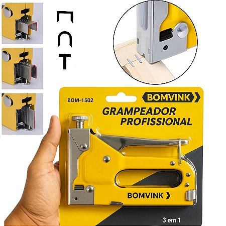 Grampeador Profissional Madeira Estofado Tapeçaria manual de pressão Aço Ajustável Bomvink BOM-1502