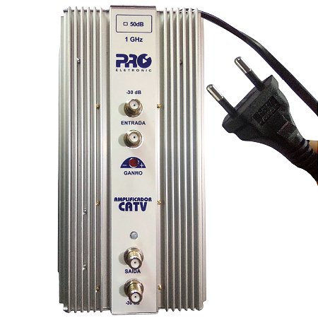 Amplificador Potência Antena Tv Coletiva 50db 1GHZ Proeletronic PQAP-7500G4 VHF-CATV-UHF