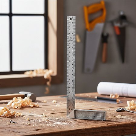 Esquadro Alumínio 30 Cm 12'' Régua Pedreiro Serralheiro