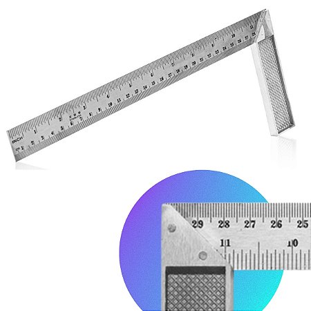 Esquadro de Metal 30 Cm 12'' Régua Pedreiro Serralheiro