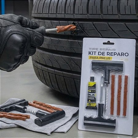 Kit Reparo Pneu Remendo Furo Moto Carro + Refil Macarrão