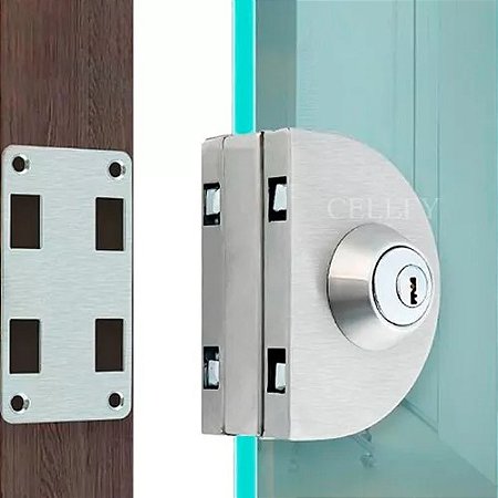 Fechadura Inox Para Vidro/alvenaria Porta de Vidro Pressão