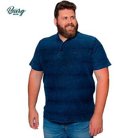 Camisa Polo Retilínea Manga Curta Plus Size.