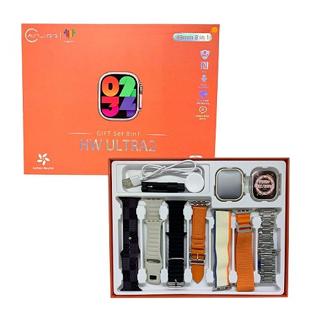Relógio Smartwatch Hw Ultra 2 Chat Gpt 7 Pulseiras Brindes