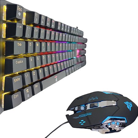 Kit Teclado Mecanico E Mouse Gamer Com Fio Kp-te131 Knup