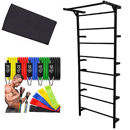 Espadar + Barra Fixa Alongamento Pilastes Musculação + Kit